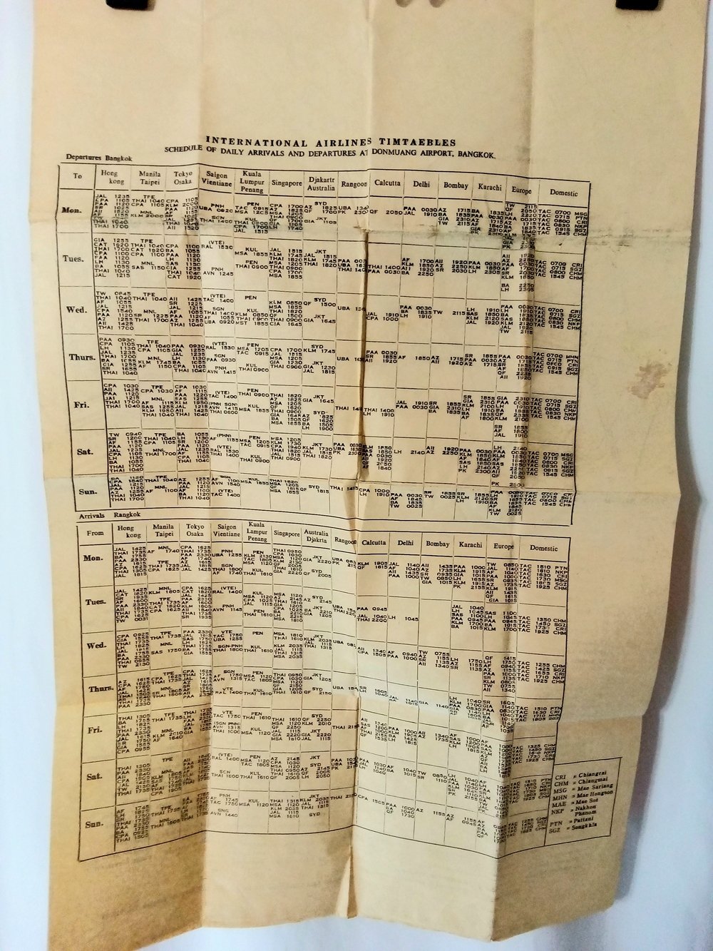 Vintage International Airlines Timetables Donmuang Airport Bangkok Map Timtaeble